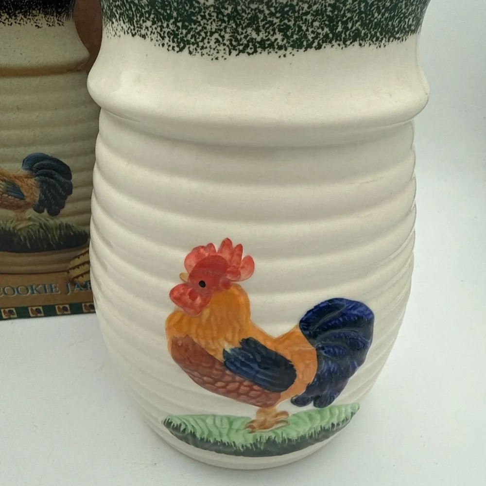 ALCO Industries Countryside Rooster Ceramic Cookie Jar farmhouse Open Box
